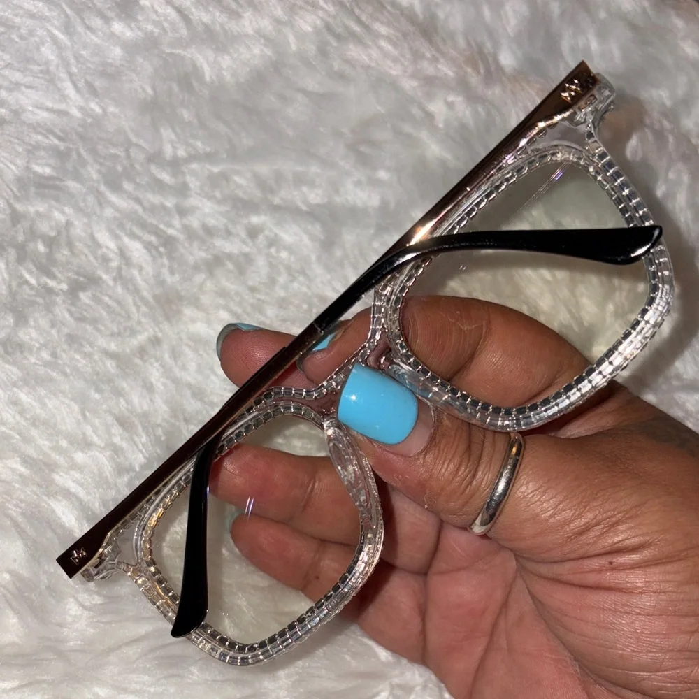 Crystal Embellished Square Glasses